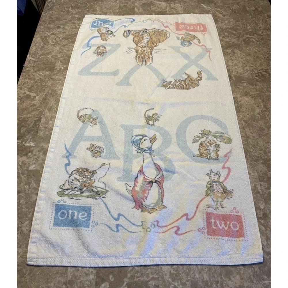 Vintage Beatrix Potter Alphabet Character Small Towel Jemima Peter Rabbit Frog